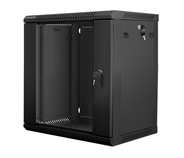 LANBERG Szafa instalacyjna wisząca 19 12U 600X450mm czarna (drzwi szklane) WF01-6412-10B - 455293 - zdjęcie